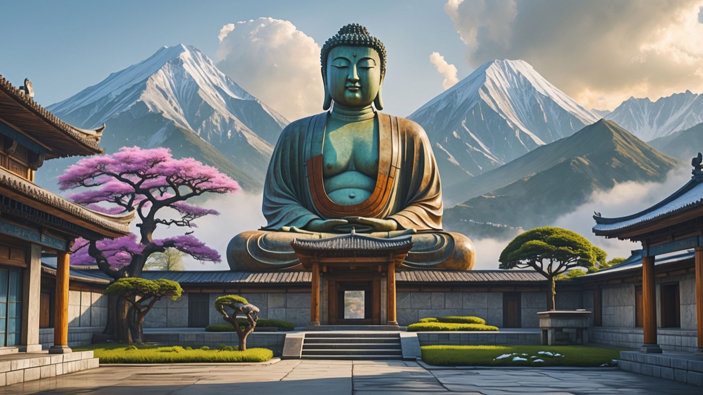 Zen Quest screenshot: great Buddha statue inside the temple